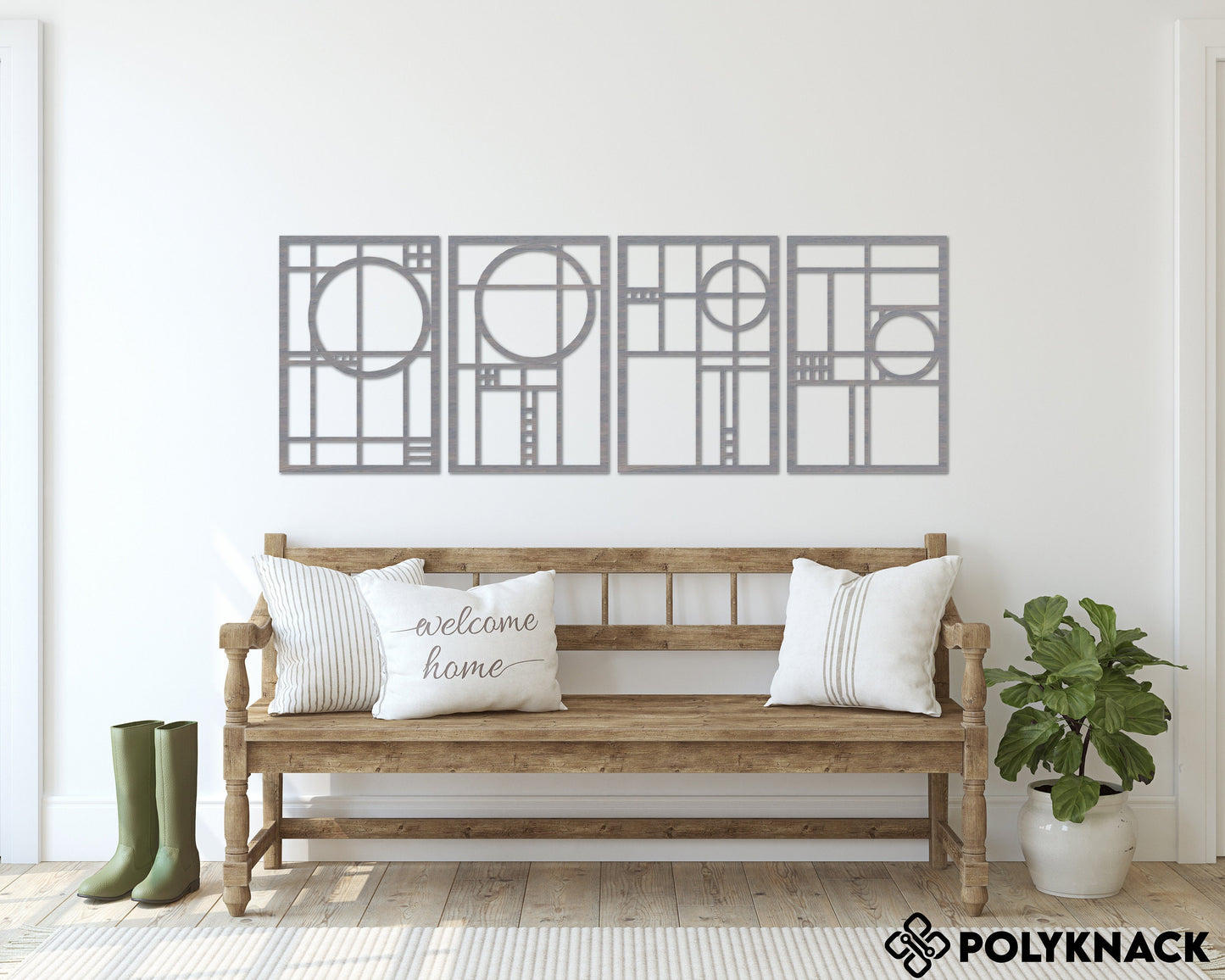 Frank Lloyd Wright Inspired Wall Art - 4 Panel