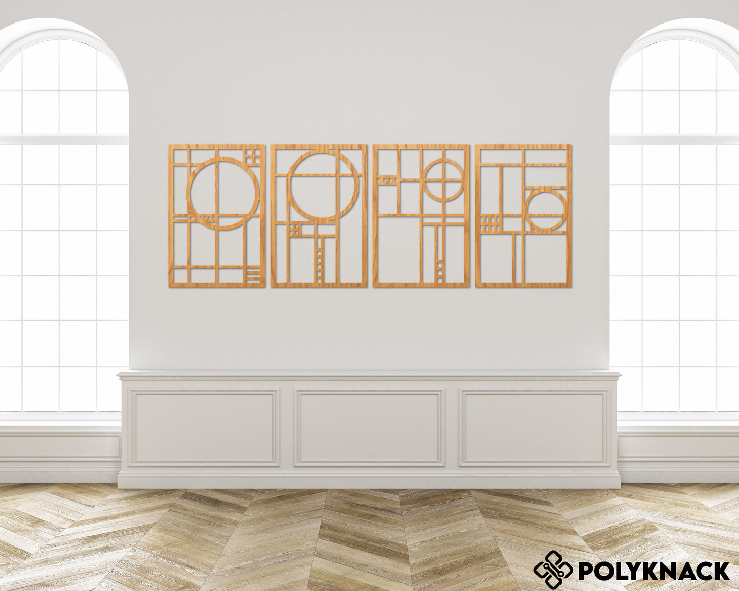 Frank Lloyd Wright Inspired Wall Art - 4 Panel