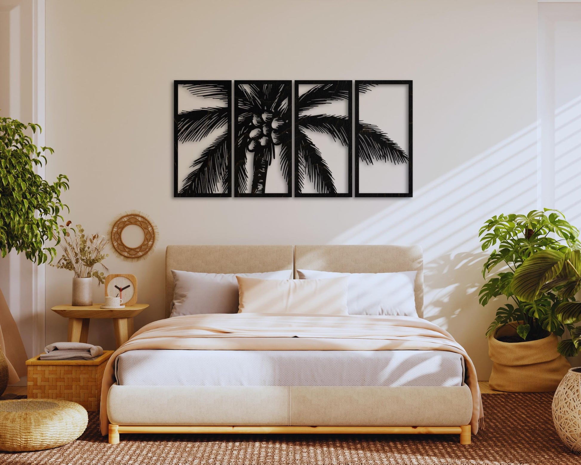 bedroom palm plant Tropical Palm Tree - 4 Panel