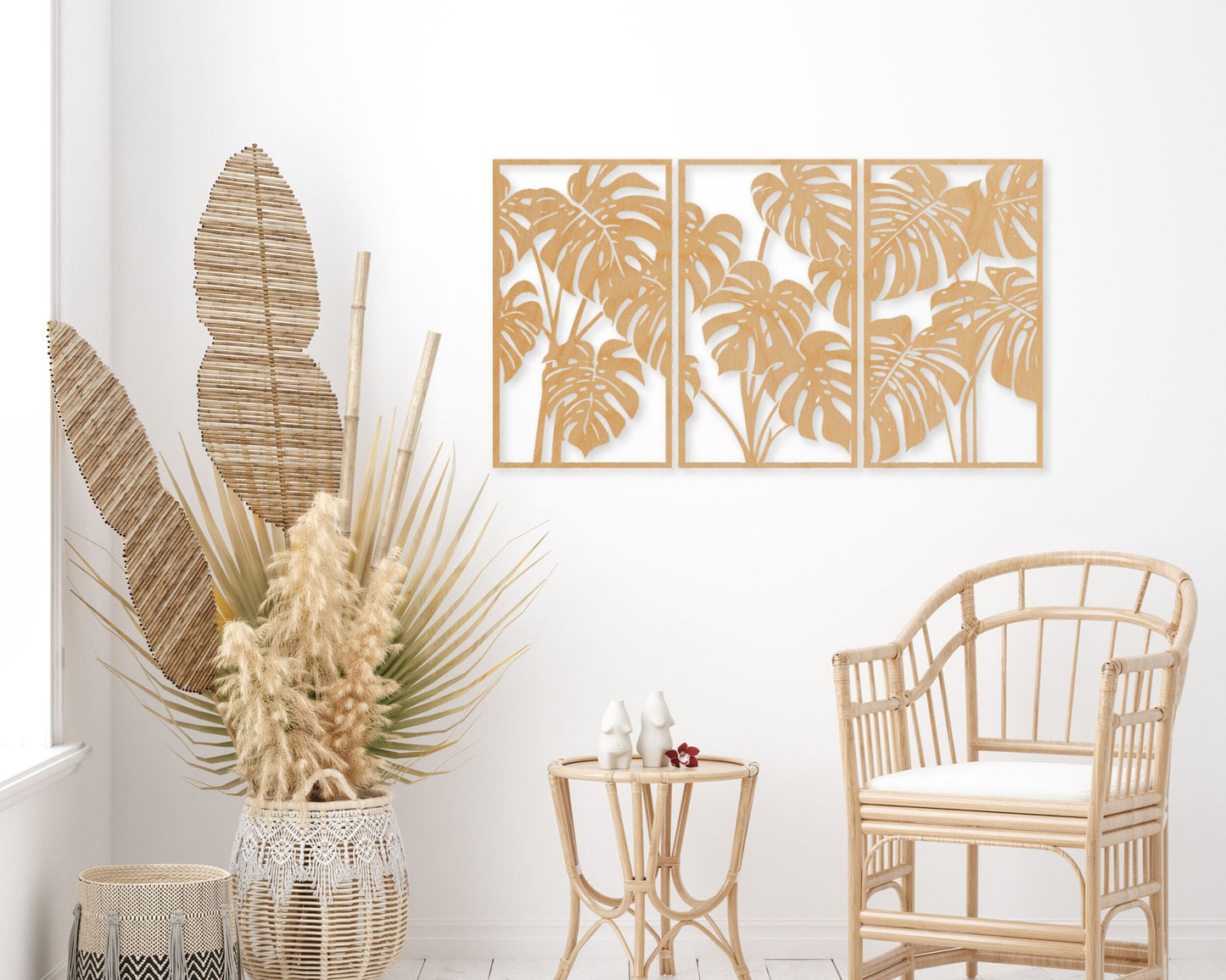 Tall Monstera Leaf - 3 Panel