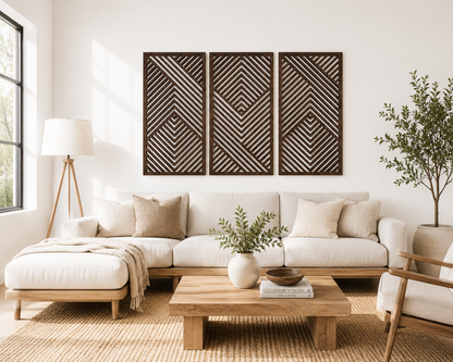 3 Panel Geometric Design - Modern Abstract Style