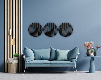 Geometric Mountain Wall Art - 3 Panel