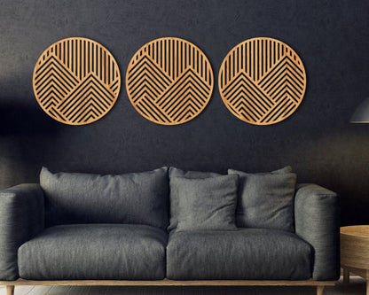 Geometric Mountain Wall Art - 3 Panel